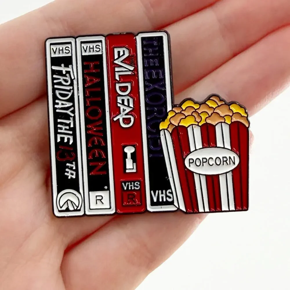 Large Nostalgic Horror Movies Soft Enamel Pin, Halloween, Evil Dead, Exorcist